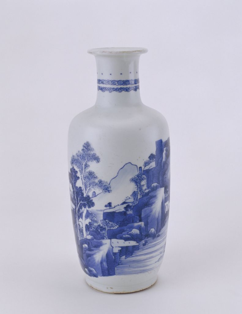 图片[1]-Blue and white vase with landscape design-China Archive